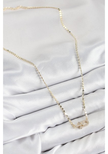 Pirinç Zirkon Taşlı Tifany Model Ezme Zincir Gold Renk Kadın Kolye fiyatları