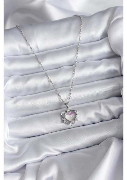 316L Çelik Zincir Gümüş Renk Kalp Model Kadın Kolye fiyatları