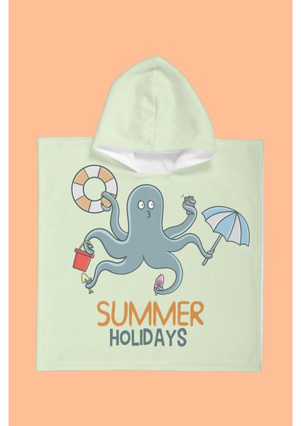 Summer Octopus Çocuk Panço Plaj Havlusu