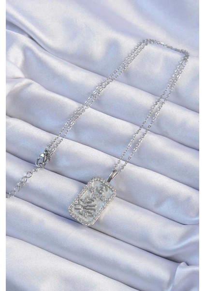 316L Çelik Zincir Gümüş Renk Zirkon Taşlı Çerçeveli Tarot Kolye fiyatları