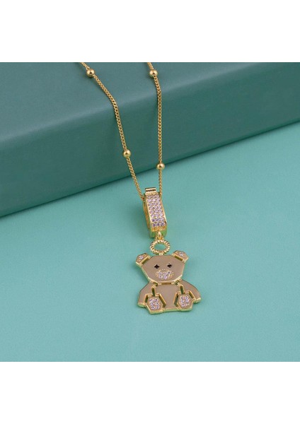 Altın Kaplama Panda Motifli 925 Ayar Gümüş Kolye