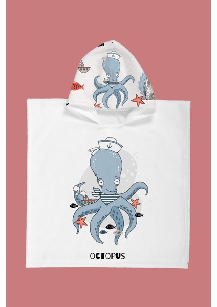 Sailor Octopus Çocuk Panço Plaj Havlusu