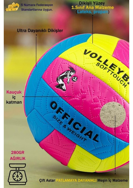 Kalite Yumuşak Yüzey Dikişli Soft Touch Voleybol Topu Iç ve Dış Mekan 5 No Çift Astar Eğitici Top