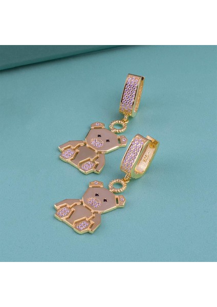 Kartanesi Model Özel Tasarım Altın Kaplama Top Zincirli 925 Ayar Gümüş Küpe