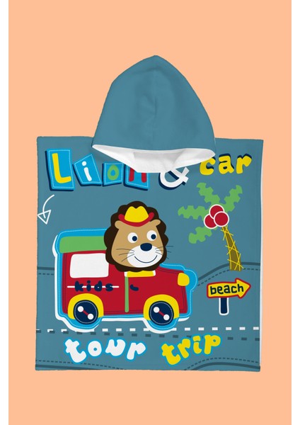 Nature Lion Çocuk Panço Plaj Havlusu