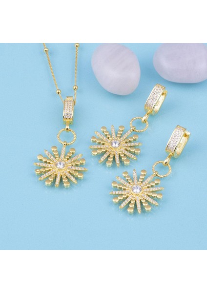 Kartanesi Model Özel Tasarım Altın Kaplama Top Zincirli 925 Ayar Gümüş Set