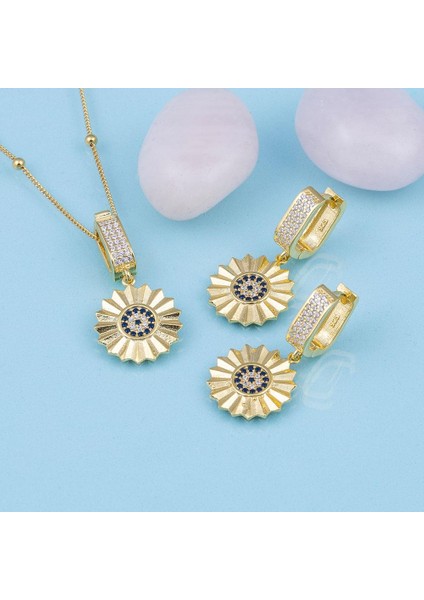Özel Tasarım Nazar Boncuklu Altın Kaplama Gümüş Set
