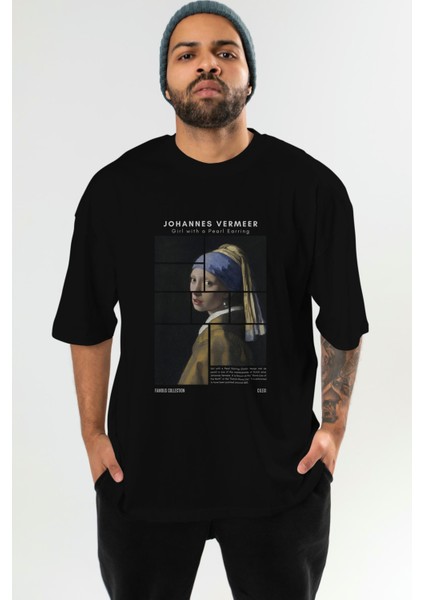 Johannes Vermeer Ön Baskılı Oversize T-Shirt Erkek Kadın Bisiklet Yaka Pamuk Tişort