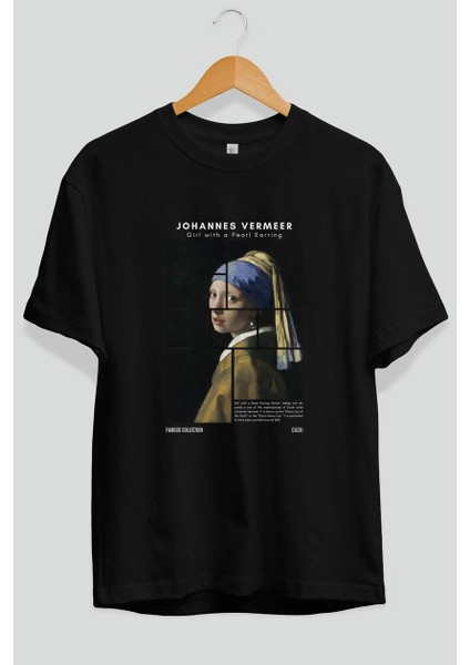 Johannes Vermeer Ön Baskılı Oversize T-Shirt Erkek Kadın Bisiklet Yaka Pamuk Tişort fiyatları