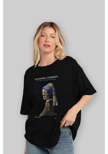 Johannes Vermeer Ön Baskılı Oversize T-Shirt Erkek Kadın Bisiklet Yaka Pamuk Tişort fırsatları