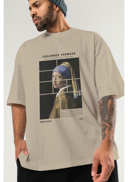 Johannes Vermeer Ön Baskılı Oversize T-Shirt Erkek Kadın Bisiklet Yaka Pamuk Tişort modelleri