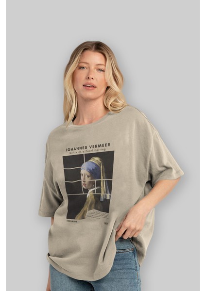 Johannes Vermeer Ön Baskılı Oversize T-Shirt Erkek Kadın Bisiklet Yaka Pamuk Tişort fırsatları