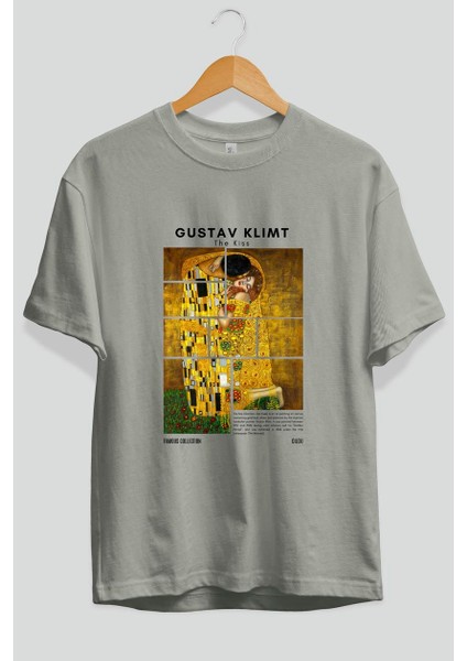 Gustav Klimt The Kiss Ön Baskılı Oversize T-Shirt Erkek Kadın Bisiklet Yaka Pamuk Tişort fiyatları