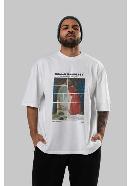 Osman Hamdi Bey Ön Baskılı Oversize T-Shirt Erkek Kadın Bisiklet Yaka Pamuk Tişort