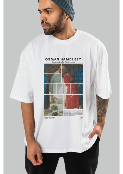 Osman Hamdi Bey Ön Baskılı Oversize T-Shirt Erkek Kadın Bisiklet Yaka Pamuk Tişort