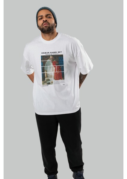 Osman Hamdi Bey Ön Baskılı Oversize T-Shirt Erkek Kadın Bisiklet Yaka Pamuk Tişort