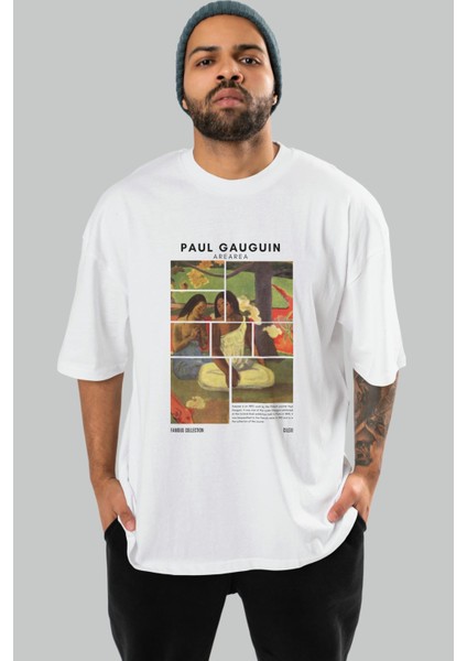 Paul Gauguin Arearea Ön Baskılı Oversize T-Shirt Erkek Kadın Bisiklet Yaka Pamuk Tişort