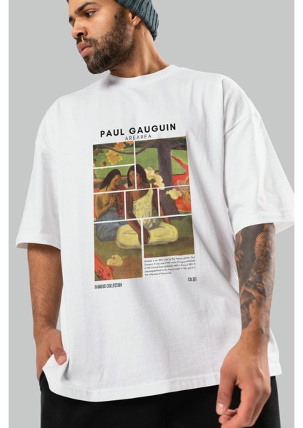 Paul Gauguin Arearea Ön Baskılı Oversize T-Shirt Erkek Kadın Bisiklet Yaka Pamuk Tişort modelleri