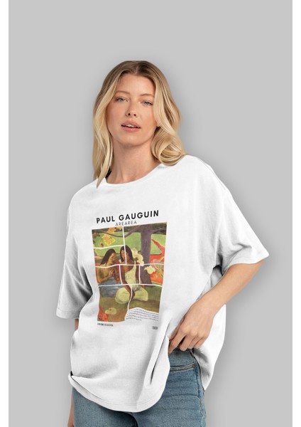 Paul Gauguin Arearea Ön Baskılı Oversize T-Shirt Erkek Kadın Bisiklet Yaka Pamuk Tişort fırsatları