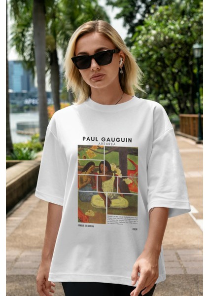 Paul Gauguin Arearea Ön Baskılı Oversize T-Shirt Erkek Kadın Bisiklet Yaka Pamuk Tişort indirimleri