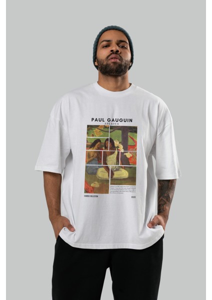 Paul Gauguin Arearea Ön Baskılı Oversize T-Shirt Erkek Kadın Bisiklet Yaka Pamuk Tişort