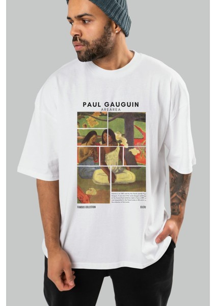 Paul Gauguin Arearea Ön Baskılı Oversize T-Shirt Erkek Kadın Bisiklet Yaka Pamuk Tişort