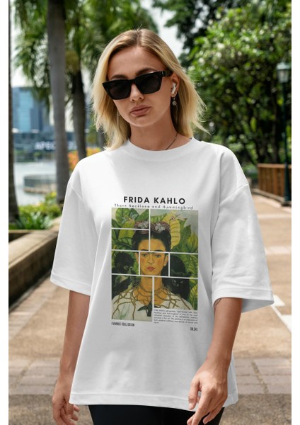 Frida Kahlo Ön Baskılı Oversize T-Shirt Erkek Kadın Bisiklet Yaka Pamuk Tişort indirimleri