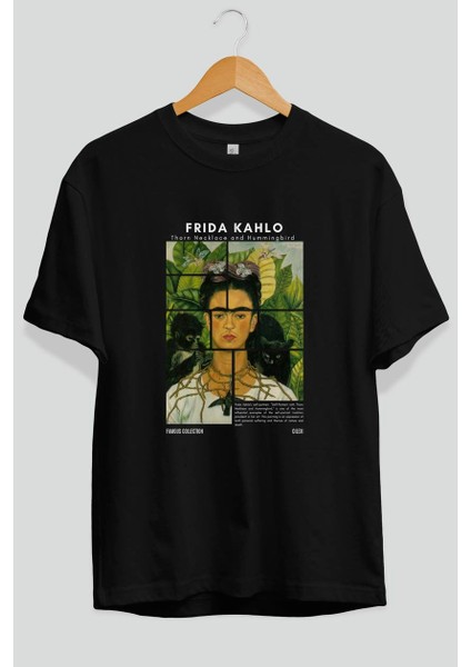 Frida Kahlo Ön Baskılı Oversize T-Shirt Erkek Kadın Bisiklet Yaka Pamuk Tişort fiyatları