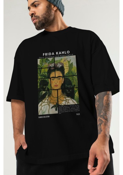 Frida Kahlo Ön Baskılı Oversize T-Shirt Erkek Kadın Bisiklet Yaka Pamuk Tişort modelleri