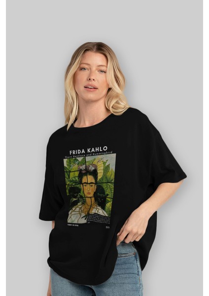 Frida Kahlo Ön Baskılı Oversize T-Shirt Erkek Kadın Bisiklet Yaka Pamuk Tişort fırsatları