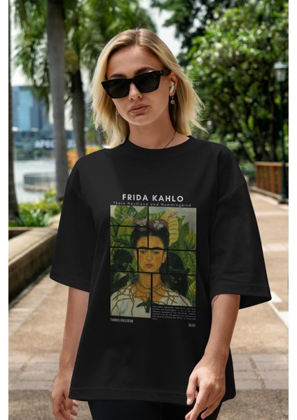 Frida Kahlo Ön Baskılı Oversize T-Shirt Erkek Kadın Bisiklet Yaka Pamuk Tişort indirimleri