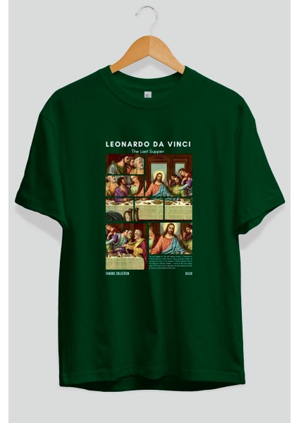 Leonardo Da Vinci Ön Baskılı Oversize T-Shirt Erkek Kadın Bisiklet Yaka Pamuk Tişort fiyatları