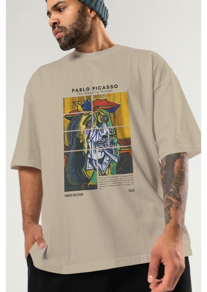 Pablo Picasso Ön Baskılı Oversize T-Shirt Erkek Kadın Bisiklet Yaka Pamuk Tişort modelleri