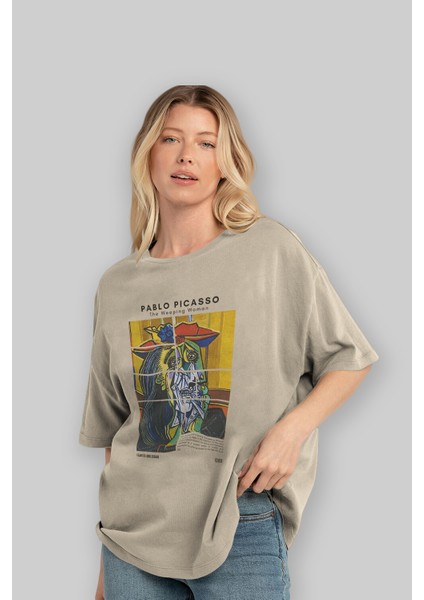 Pablo Picasso Ön Baskılı Oversize T-Shirt Erkek Kadın Bisiklet Yaka Pamuk Tişort fırsatları