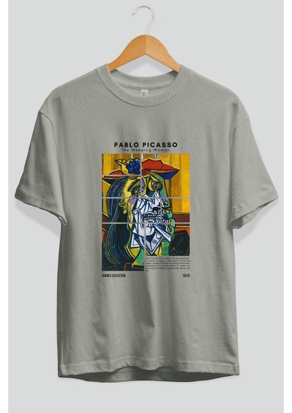 Pablo Picasso Ön Baskılı Oversize T-Shirt Erkek Kadın Bisiklet Yaka Pamuk Tişort fiyatları