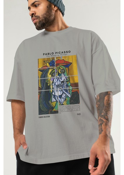 Pablo Picasso Ön Baskılı Oversize T-Shirt Erkek Kadın Bisiklet Yaka Pamuk Tişort modelleri