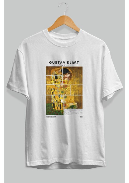 Gustav Klimt The Kiss Ön Baskılı Oversize T-Shirt Erkek Kadın Bisiklet Yaka Pamuk Tişort fiyatları
