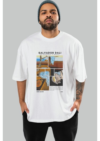 Salvador Dali Ön Baskılı Oversize T-Shirt Erkek Kadın Bisiklet Yaka Pamuk Tişort