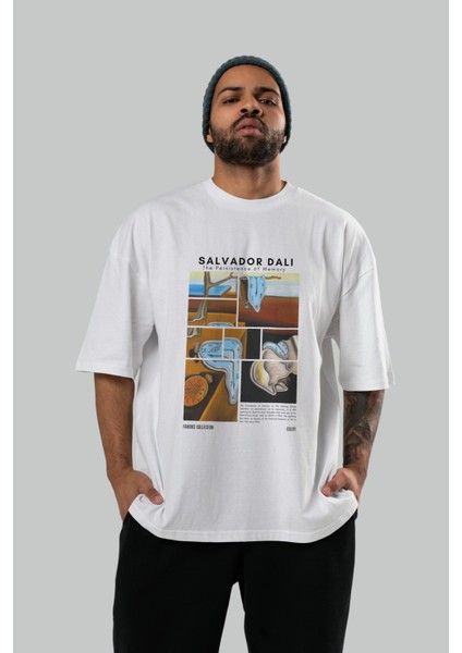 Salvador Dali Ön Baskılı Oversize T-Shirt Erkek Kadın Bisiklet Yaka Pamuk Tişort
