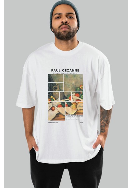 Paul Cezanne Curtain Ön Baskılı Oversize T-Shirt Erkek Kadın Bisiklet Yaka Pamuk Tişort