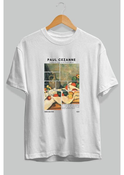 Paul Cezanne Curtain Ön Baskılı Oversize T-Shirt Erkek Kadın Bisiklet Yaka Pamuk Tişort fiyatları