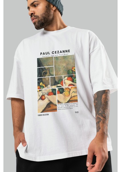 Paul Cezanne Curtain Ön Baskılı Oversize T-Shirt Erkek Kadın Bisiklet Yaka Pamuk Tişort modelleri