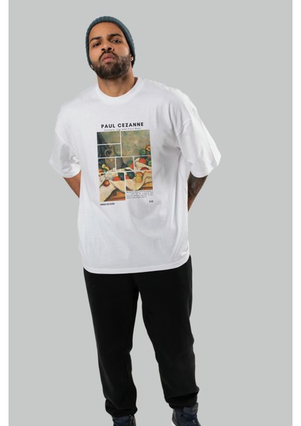 Paul Cezanne Curtain Ön Baskılı Oversize T-Shirt Erkek Kadın Bisiklet Yaka Pamuk Tişort