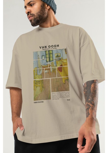 Van Gogh Ön Baskılı Oversize T-Shirt Erkek Kadın Bisiklet Yaka Pamuk Tişort modelleri