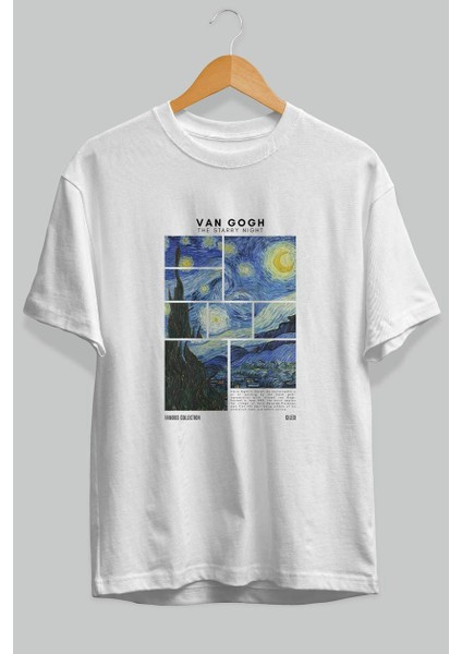 Van Gogh The Starry Night Ön Baskılı Oversize T-Shirt Erkek Kadın Bisiklet Yaka Pamuk Tişort fiyatları