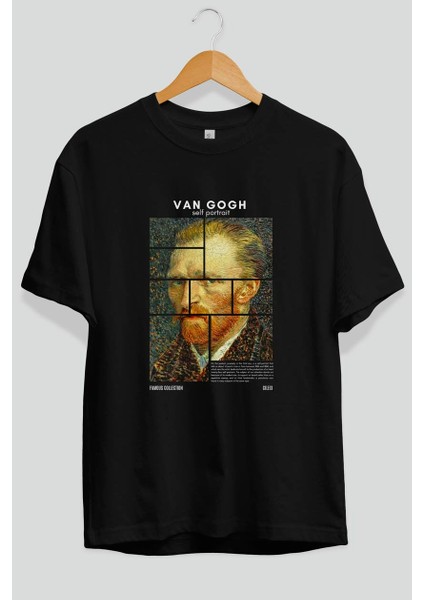 Van Gogh Self Portrait Ön Baskılı Oversize T-Shirt Erkek Kadın Bisiklet Yaka Pamuk Tişort fiyatları