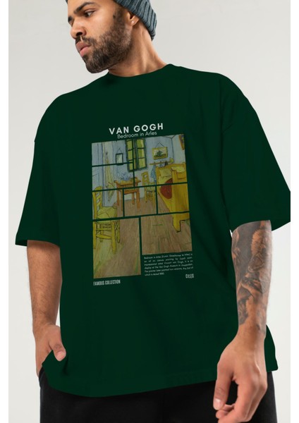 Van Gogh Ön Baskılı Oversize T-Shirt Erkek Kadın Bisiklet Yaka Pamuk Tişort modelleri