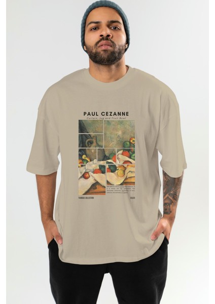 Paul Cezanne Curtain Ön Baskılı Oversize T-Shirt Erkek Kadın Bisiklet Yaka Pamuk Tişort