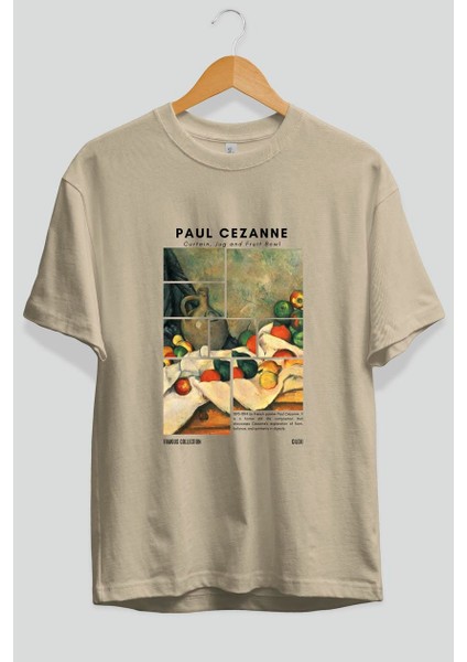 Paul Cezanne Curtain Ön Baskılı Oversize T-Shirt Erkek Kadın Bisiklet Yaka Pamuk Tişort fiyatları