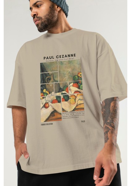 Paul Cezanne Curtain Ön Baskılı Oversize T-Shirt Erkek Kadın Bisiklet Yaka Pamuk Tişort modelleri